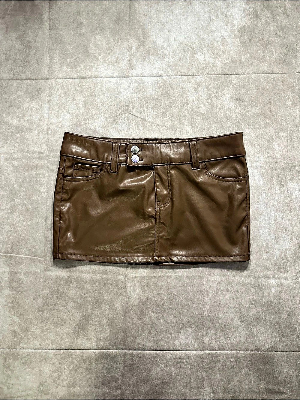 Brown Faux Leather Mini Skirt Size 6
